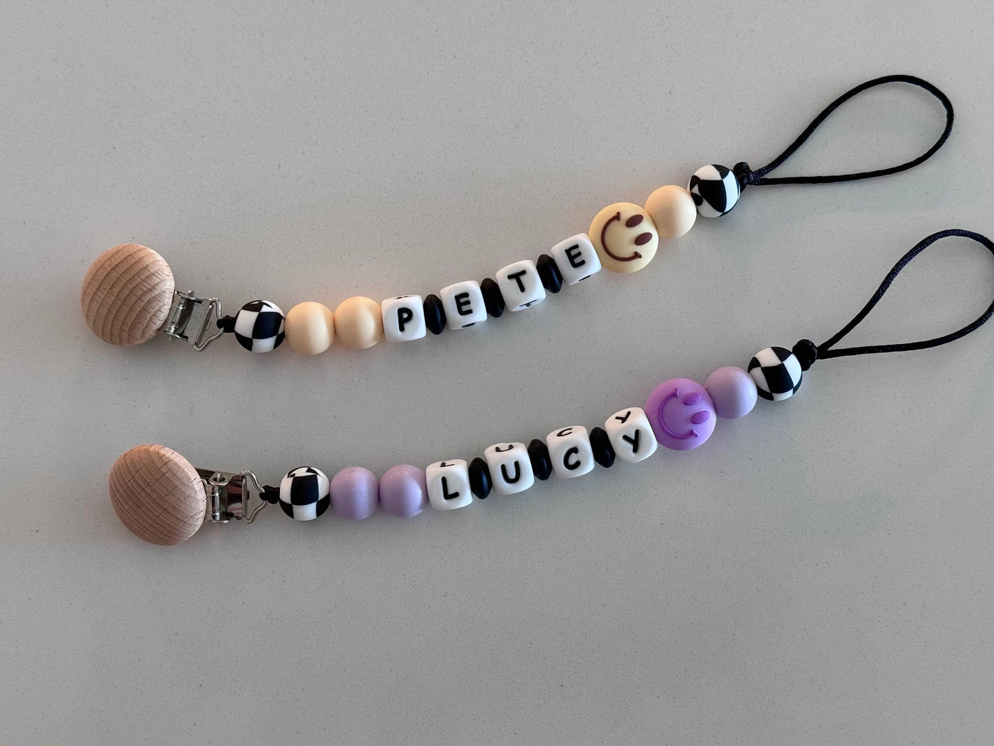 Retro Smiley Pacifier Clip